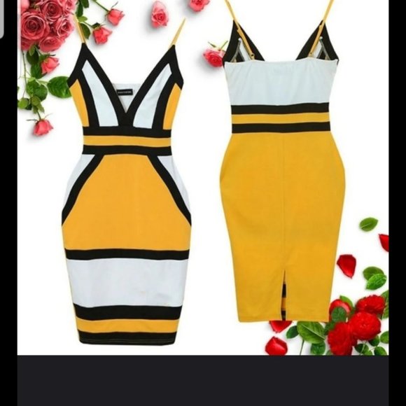 BEAUTIFUL YELLOW & WHITE DRESS - Picture 2 of 5